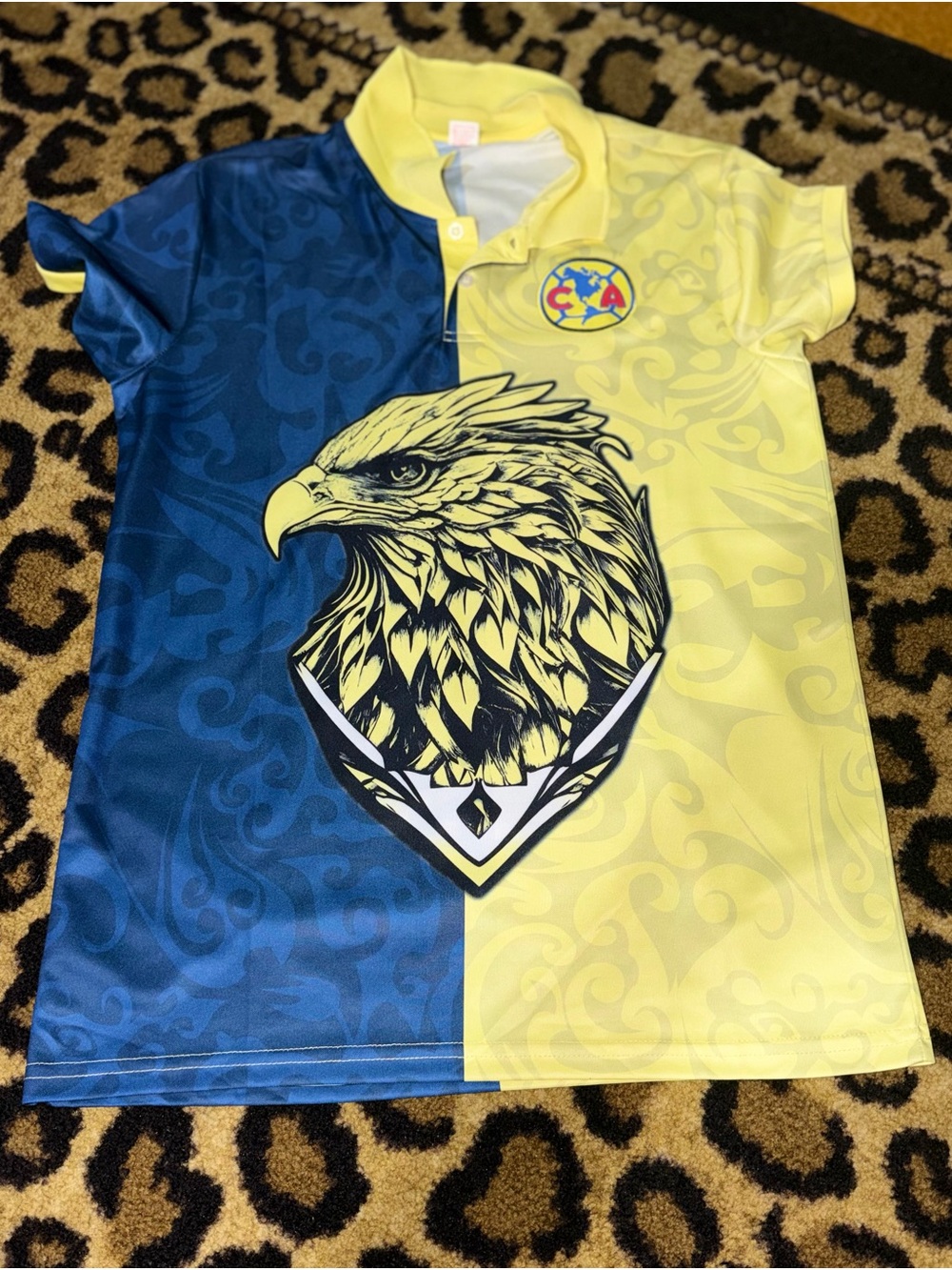 Kids Two-Tone Blue & Yellow Eagle Polo Top
